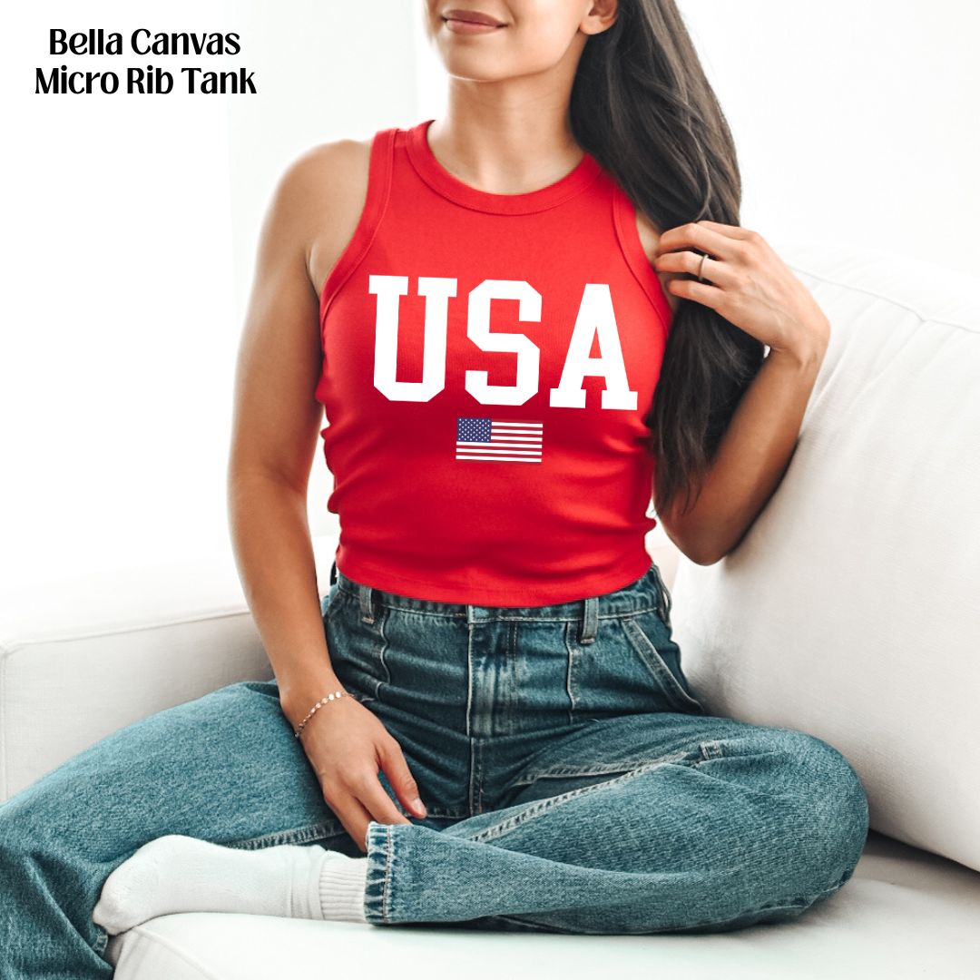 USA Red Microribbed tank