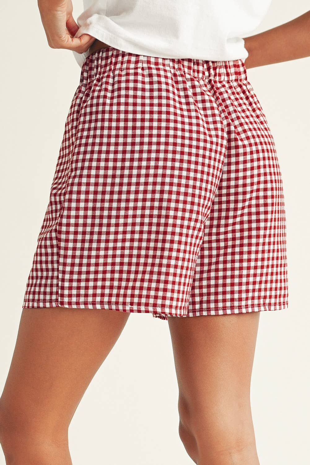 Vintage Plaid Print High Waisted Loose Wide Leg Shorts