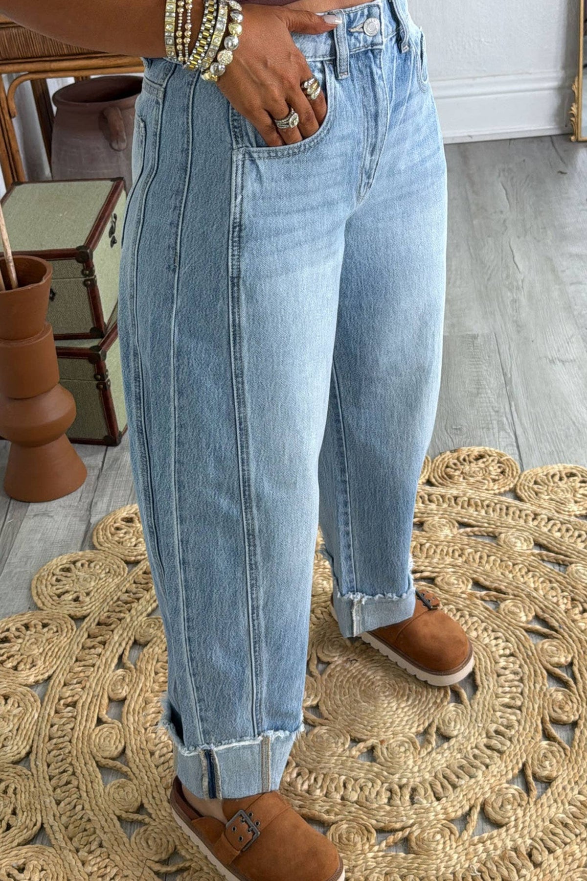 Raw Hem Ankle Jeans