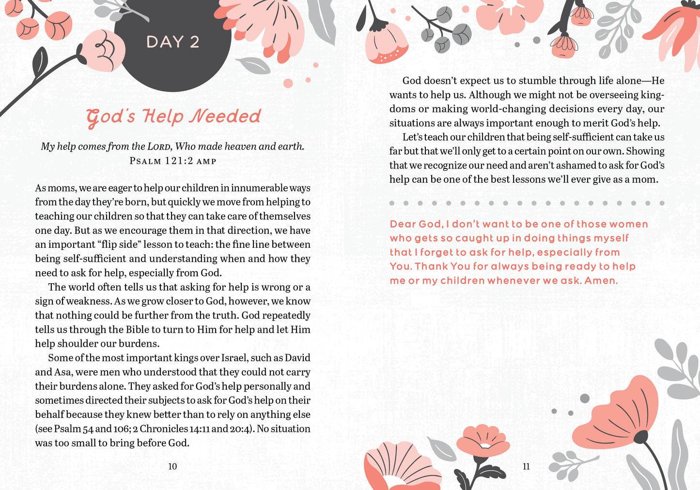 Book page with text and floral illustrations on a white background