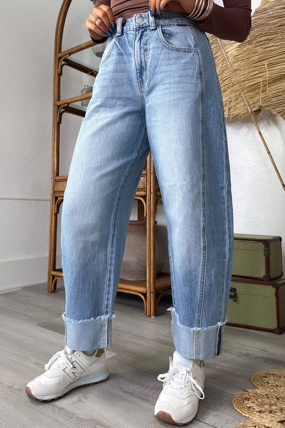 Raw Hem Ankle Jeans
