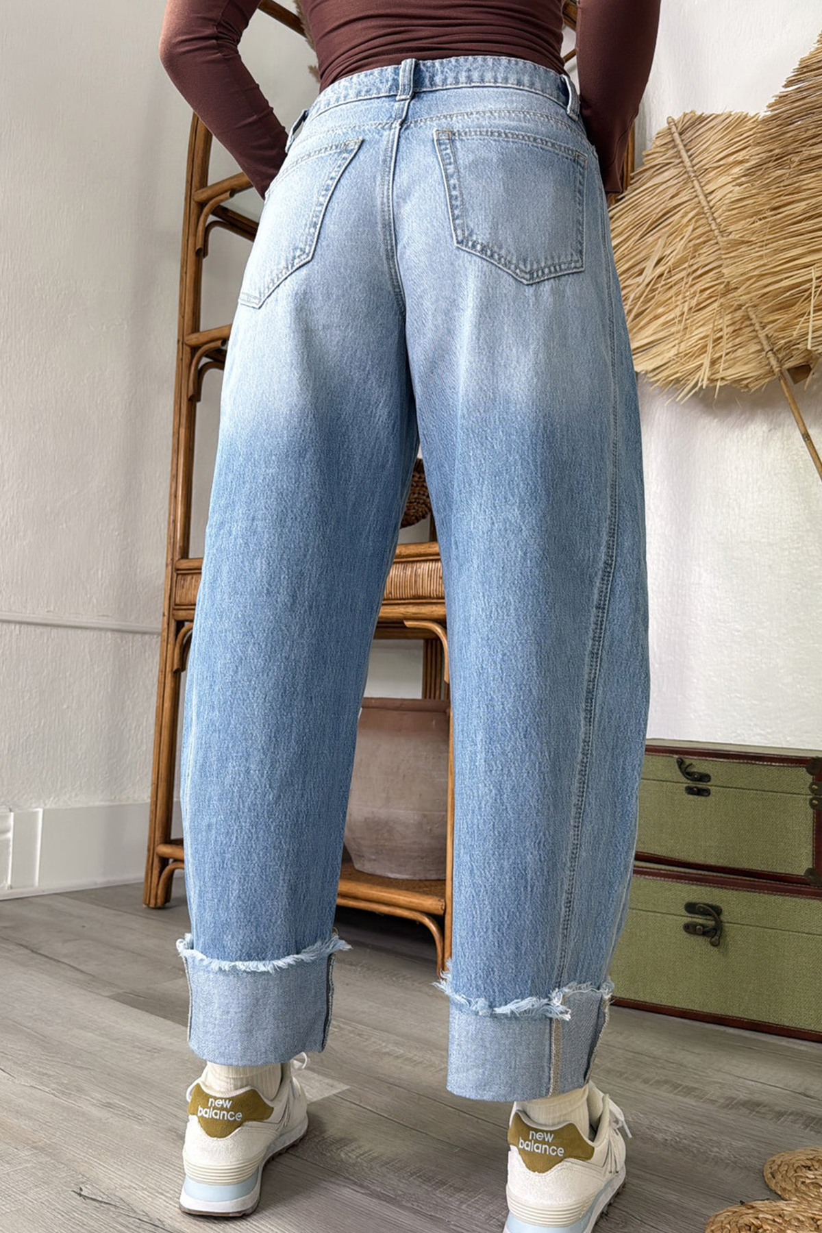 Raw Hem Ankle Jeans