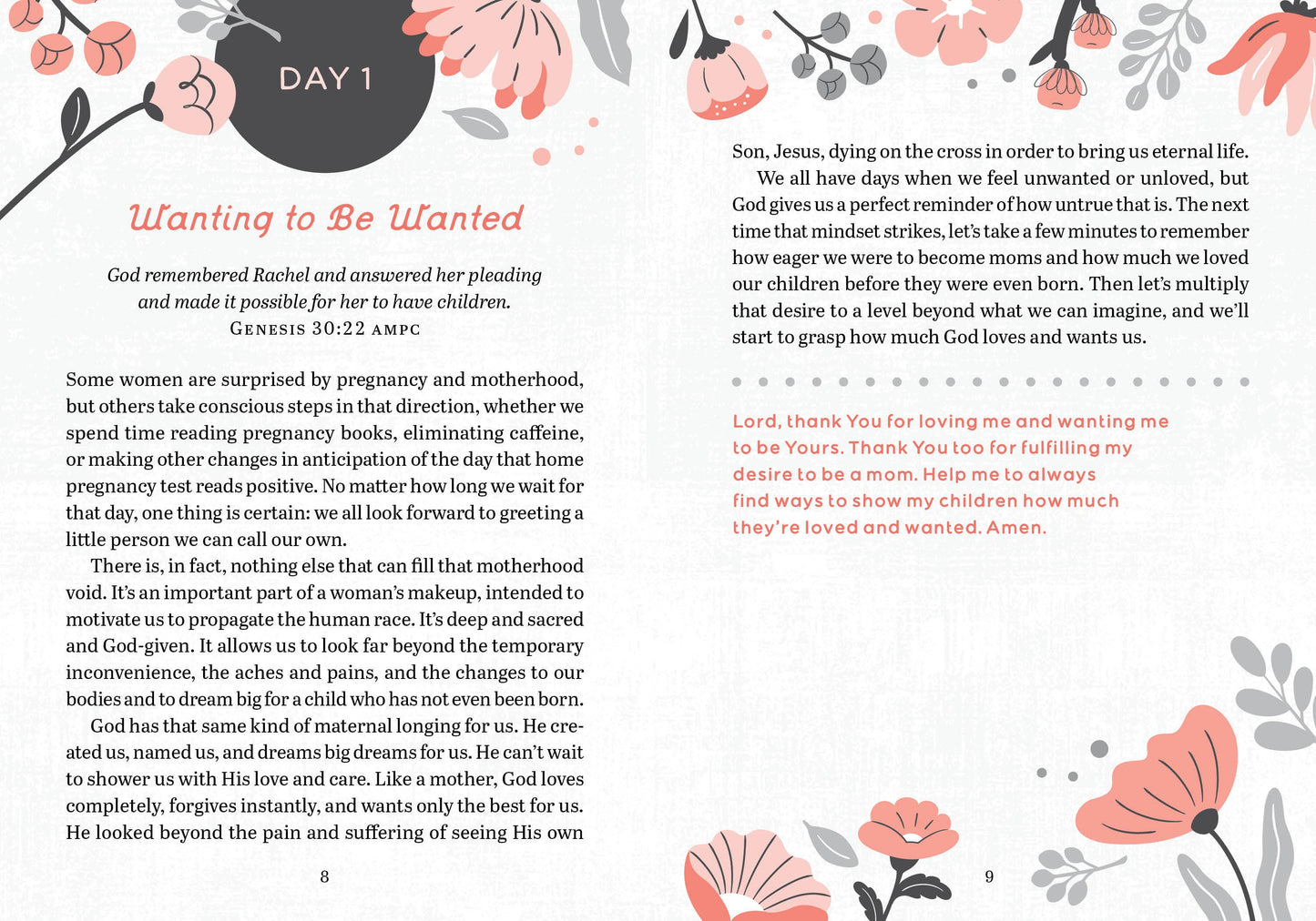 Text page with floral designs and religious text on a white background