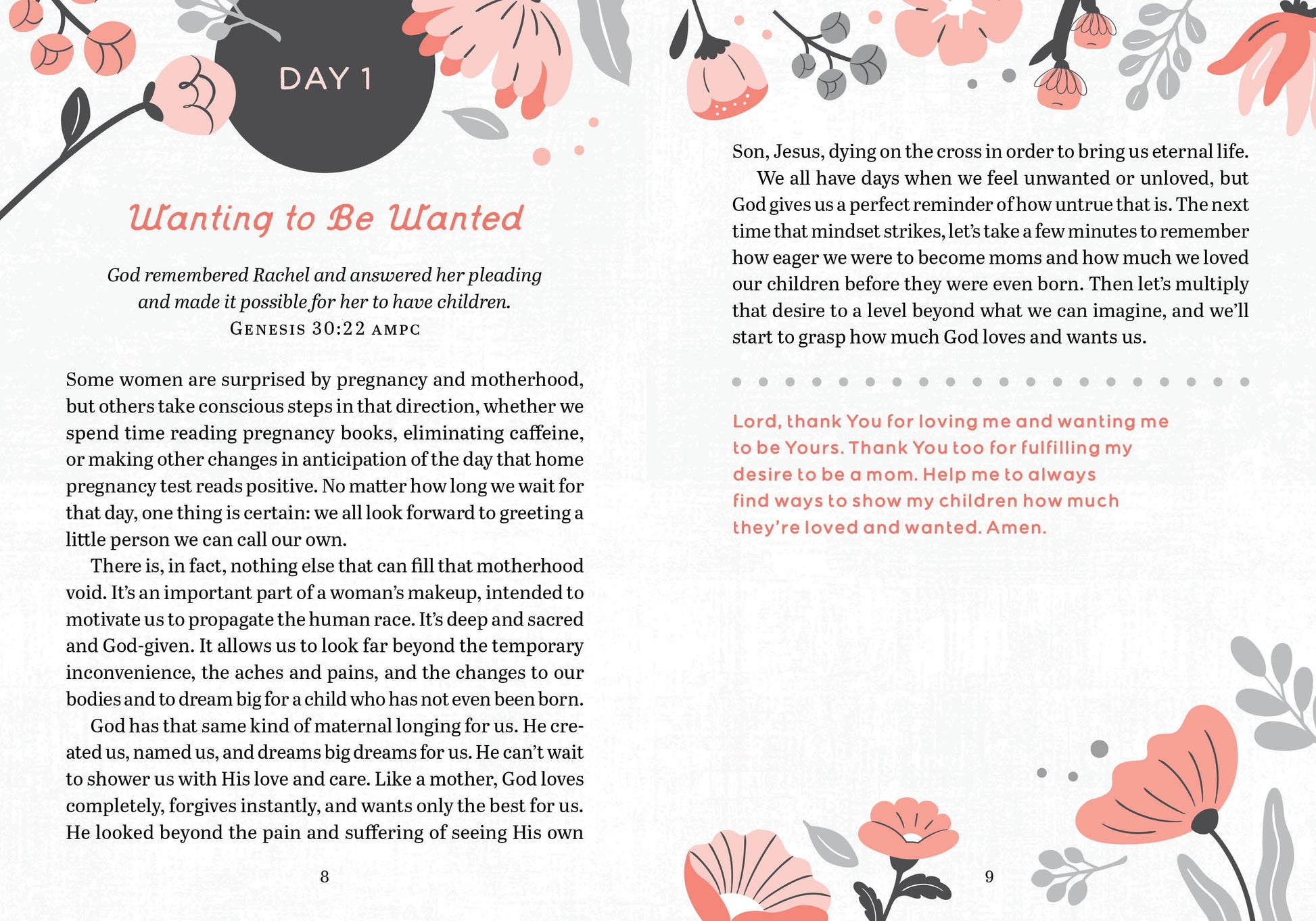 Text page with floral designs and religious text on a white background