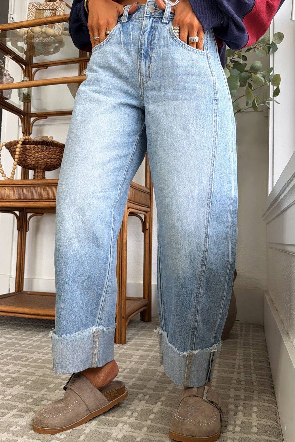 Raw Hem Ankle Jeans