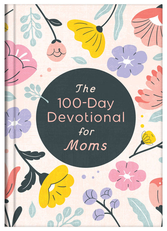Book titled 'The 100-Day Devotional for Moms' with floral designs on the cover.