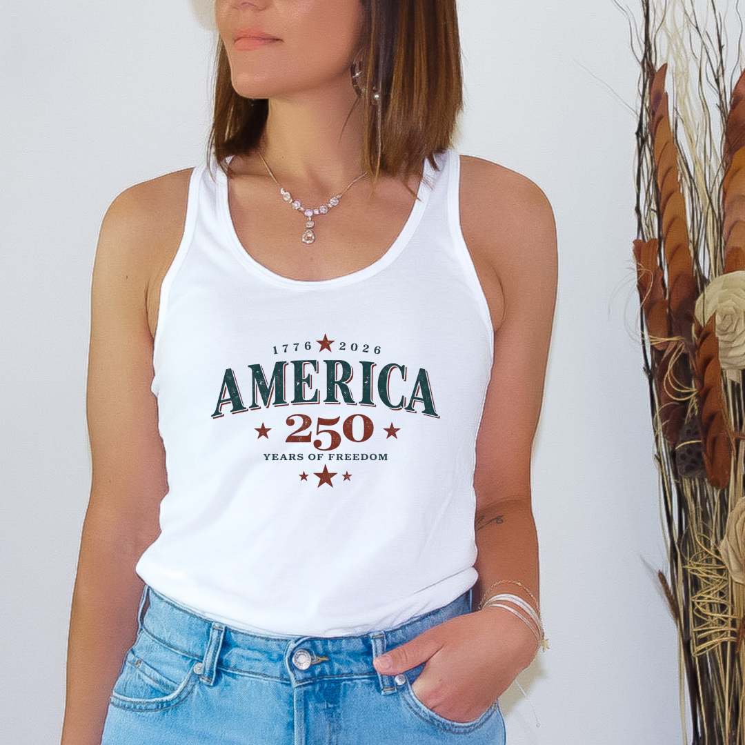 America 250 Years of Freedom on White