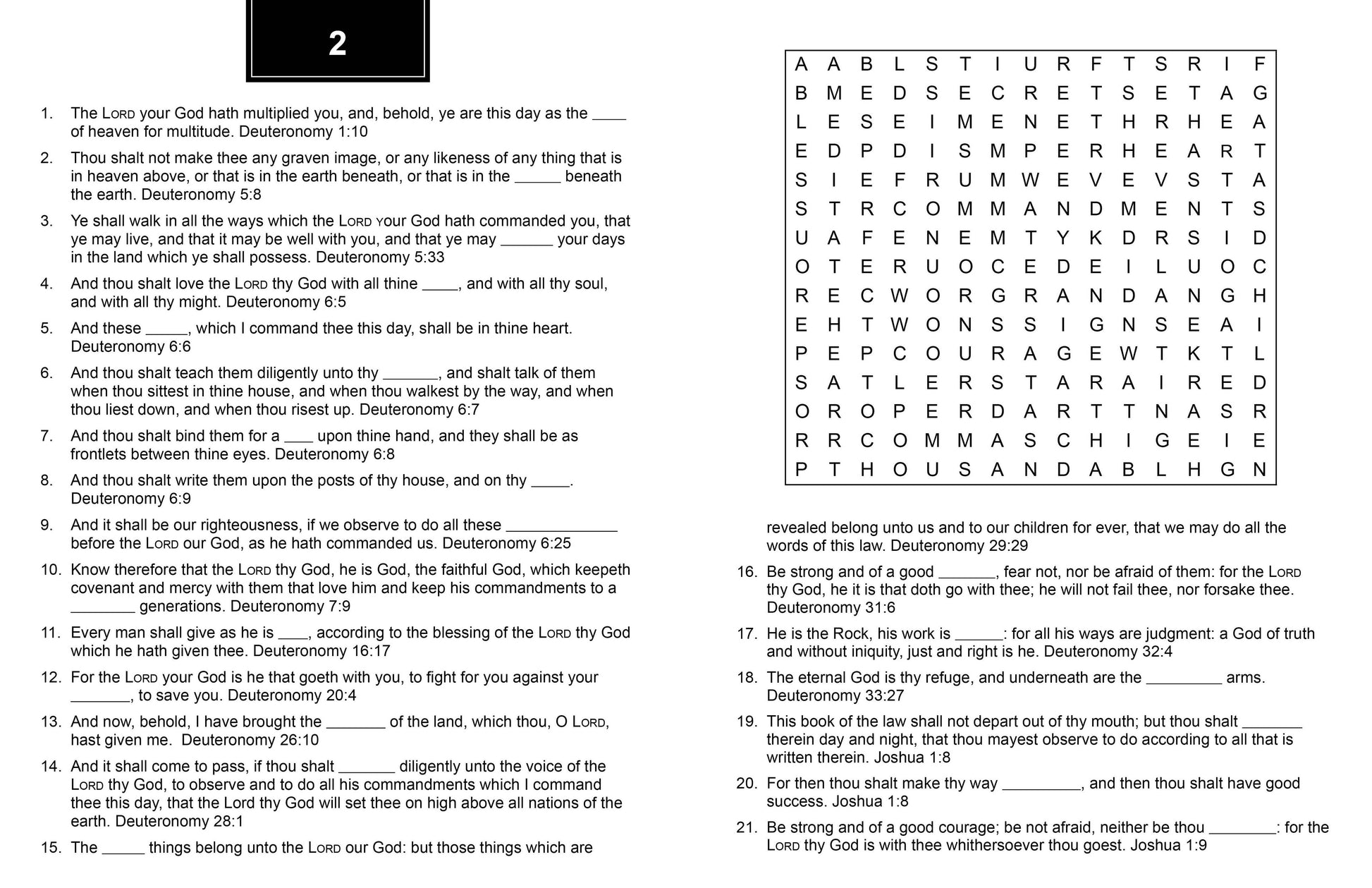 Sheet of paper with text and a word search puzzle