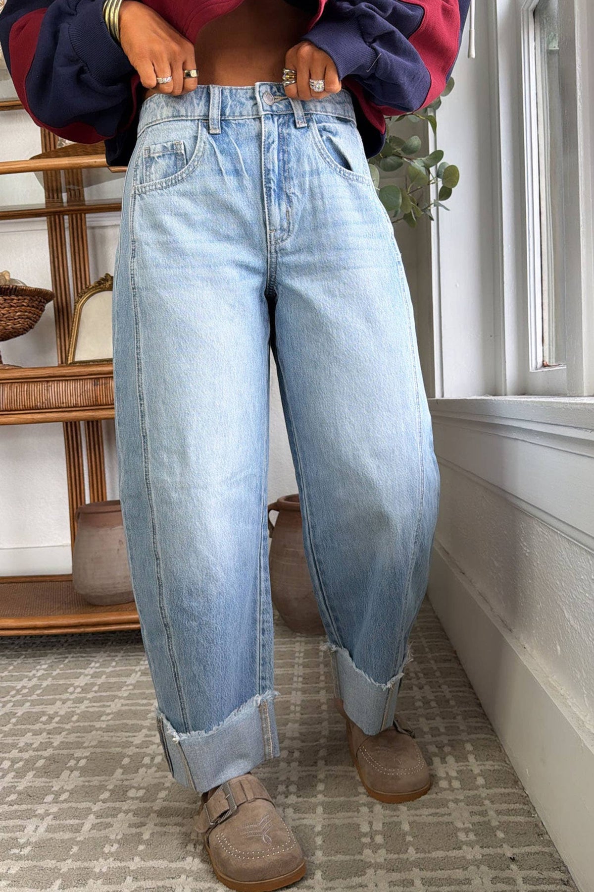 Raw Hem Ankle Jeans