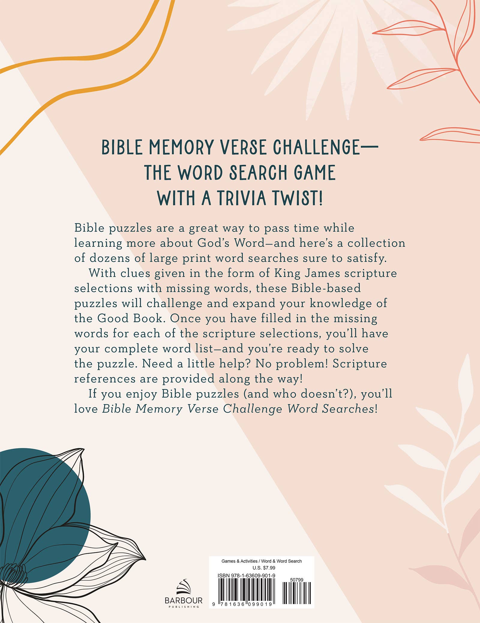 Bible Memory Verse Challenge book with text and floral designs on a pink background
