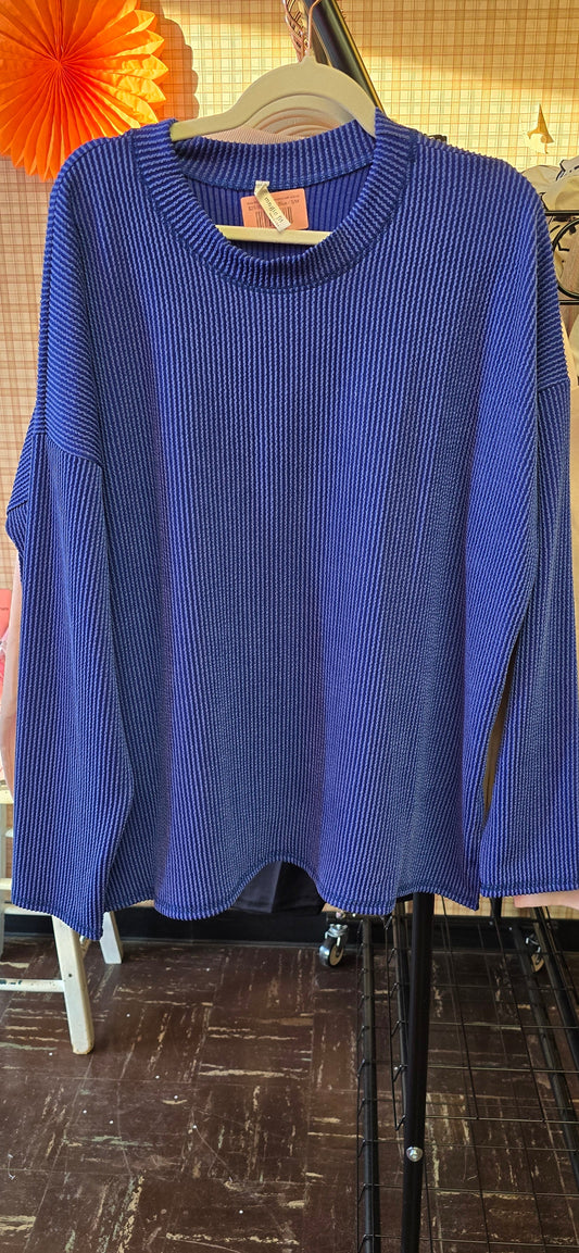 Wave Rib Oversized Sweatshirt with side slit