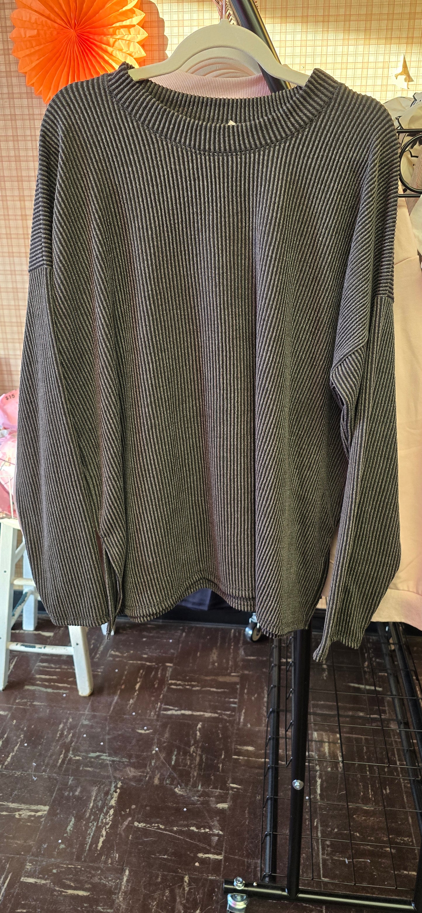 OVERSIZED WAVE RIB TUNIC WITH SIDE SLIT